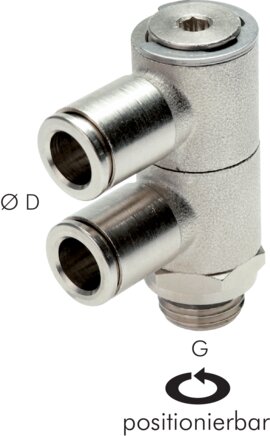 Exemplarische Darstellung: Mehrfachverteiler (2-fach), mit zylindrischem Gewinde, Kompaktbauform, Messing vernickelt